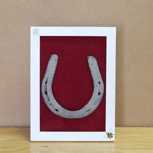 Lucky Horse Shoe, hand crafted, 6" X 8" , red and white. $58